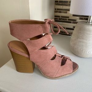 Pink mauve block heels